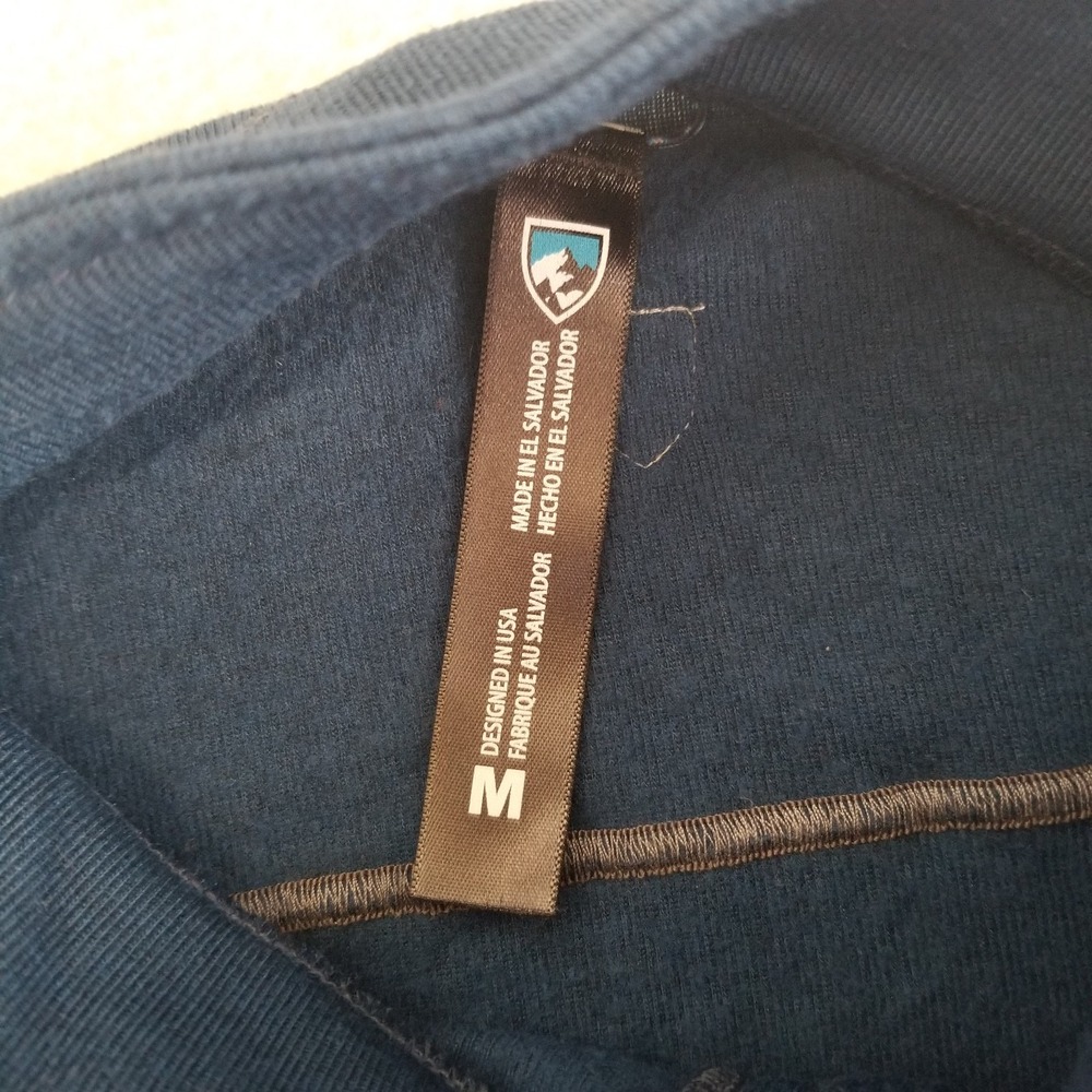 Kuhl Akkomplice Sweater Mens M Blue 1/4 Zip Pullover Fleece Hiking Run Outdoor - Picture 2 of 10
